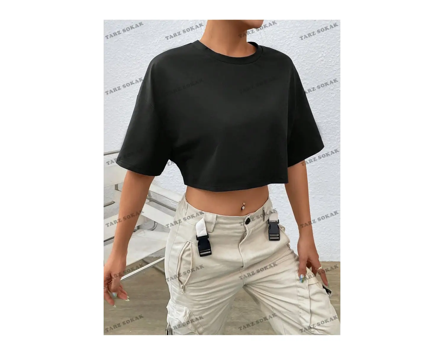 Crop CKOD-232913 Katı Düşük Omuz Kısa