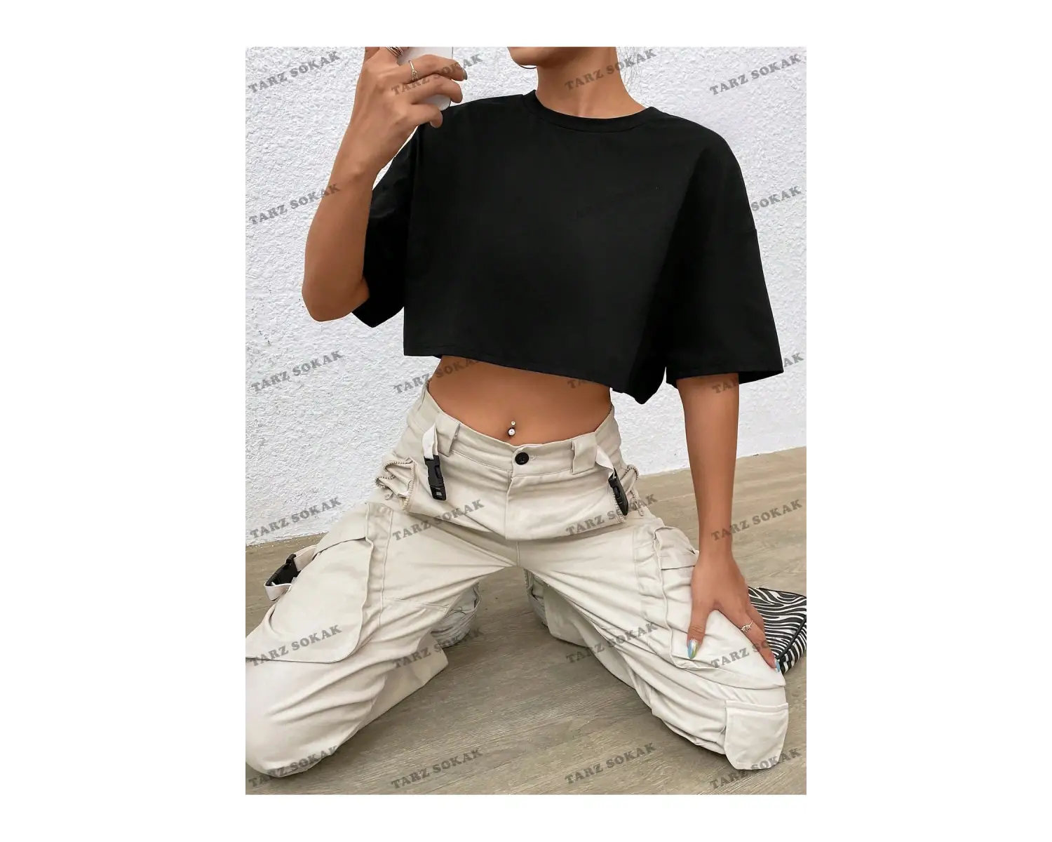 Crop CKOD-232913 Katı Düşük Omuz Kısa