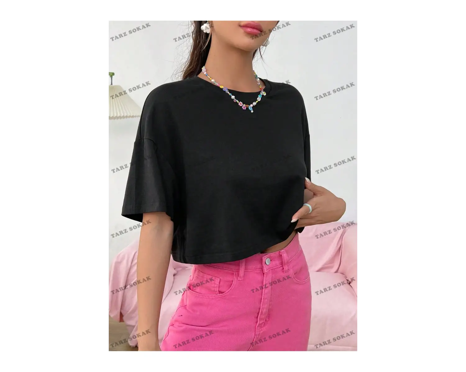 Crop CKOD-232913 Katı Düşük Omuz Kısa