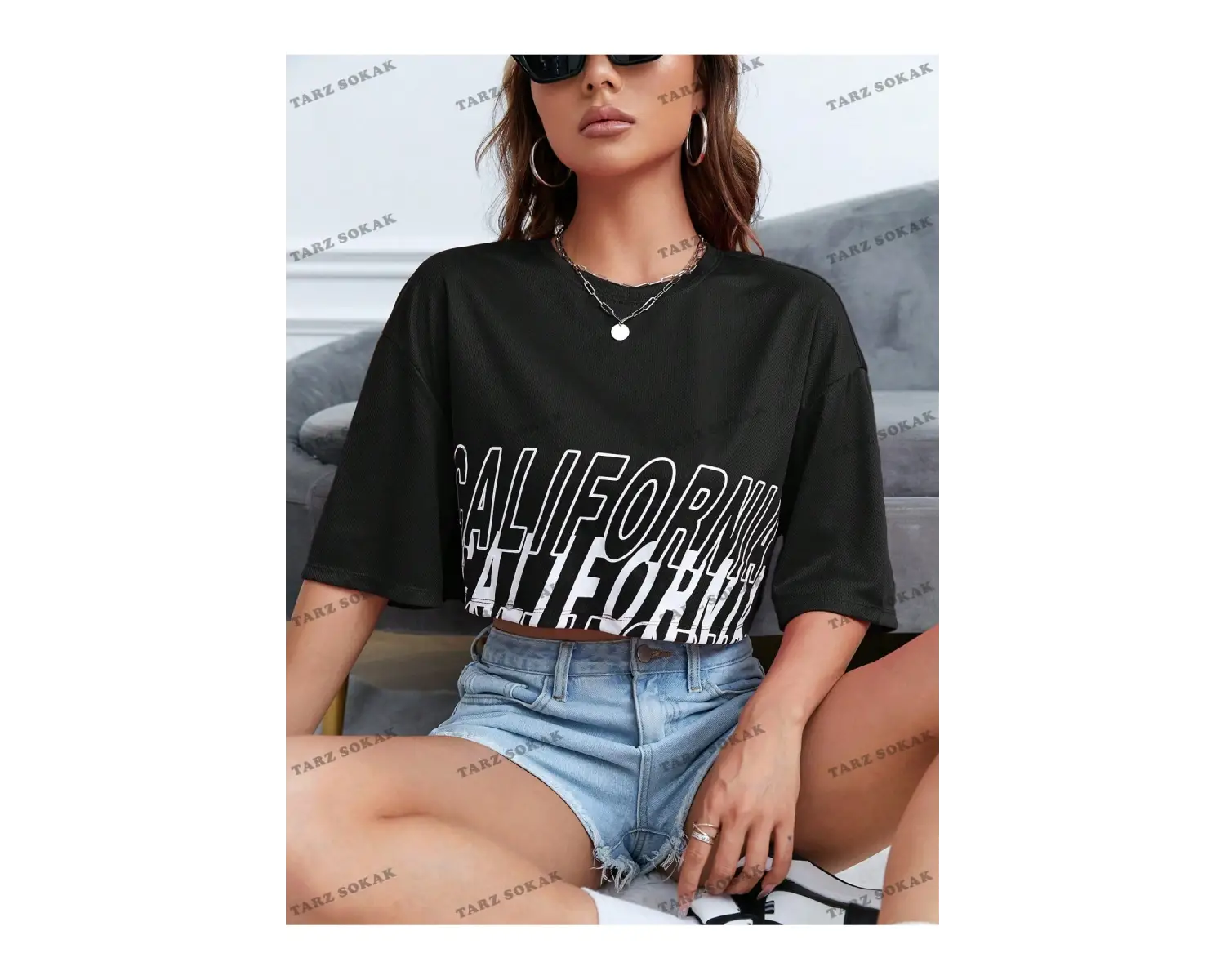 Crop CKOD-232913 Mektup Baskılı Kadın