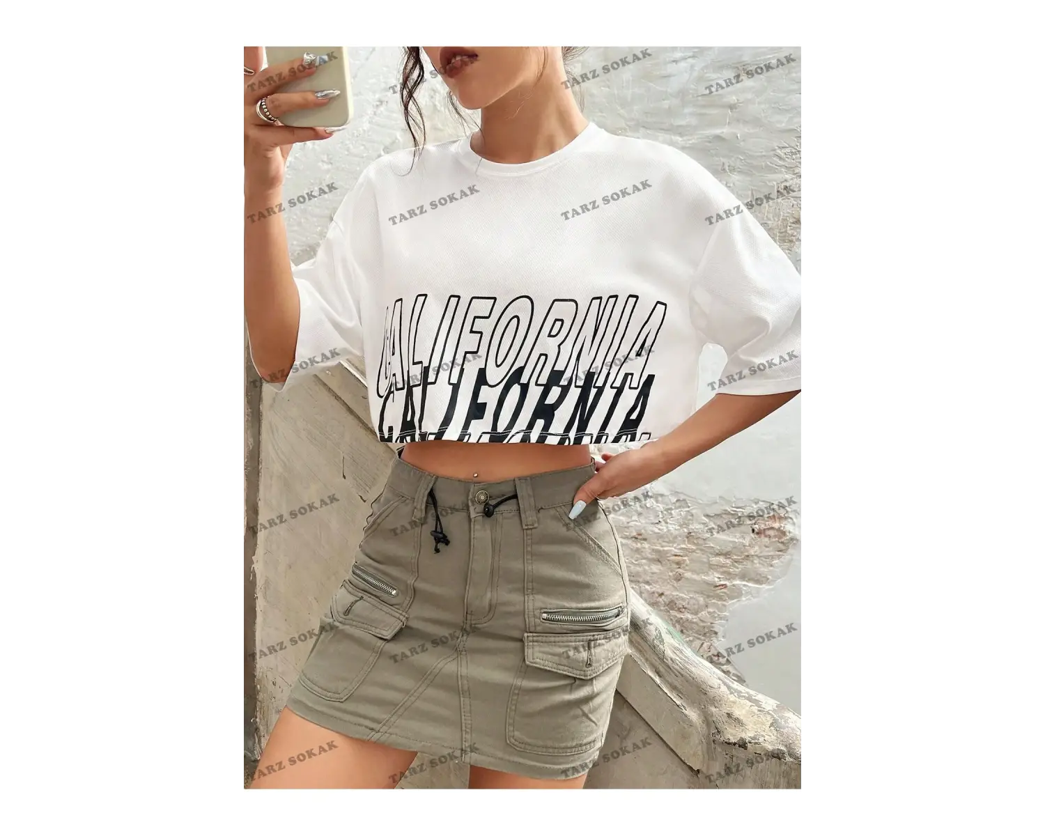 Crop CKOD-232913 Mektup Baskılı Kadın