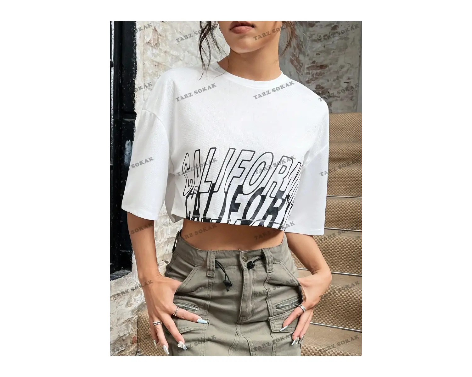 Crop CKOD-232913 Mektup Baskılı Kadın