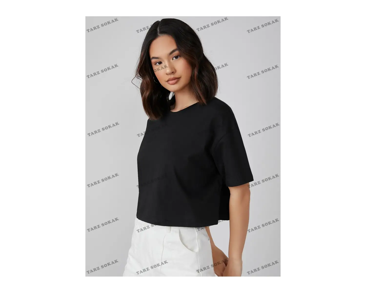 Crop CKOD-232913 Pamuk Damla Omuz Düz Kısa