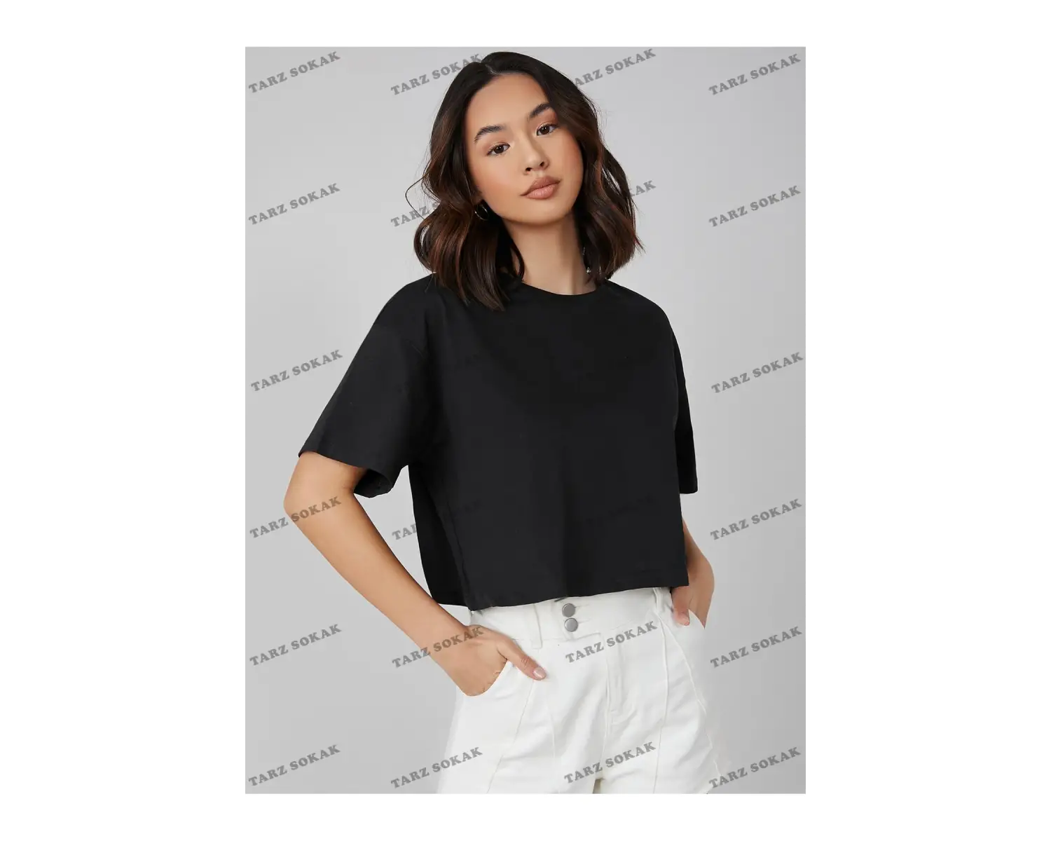 Crop CKOD-232913 Pamuk Damla Omuz Düz Kısa