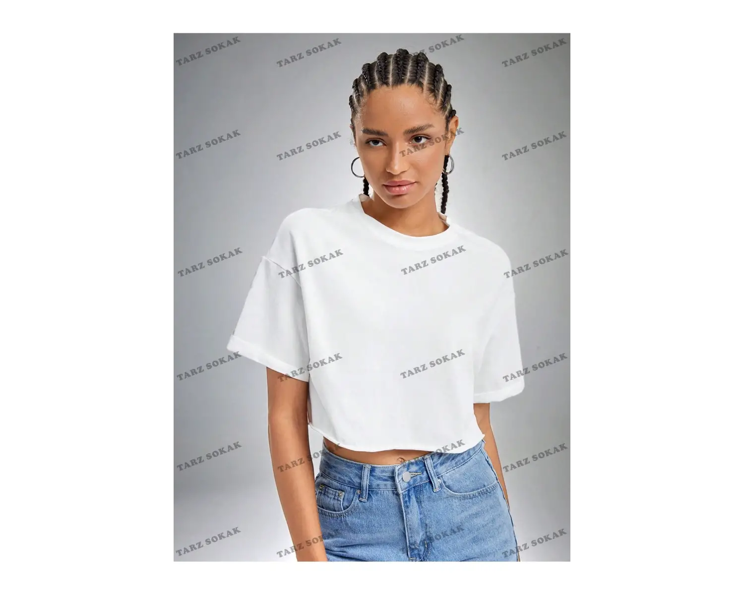 Crop CKOD-232913 Yaz Kıyafetleri Düşük Omuz Düz Crop CKOD-232913 Top