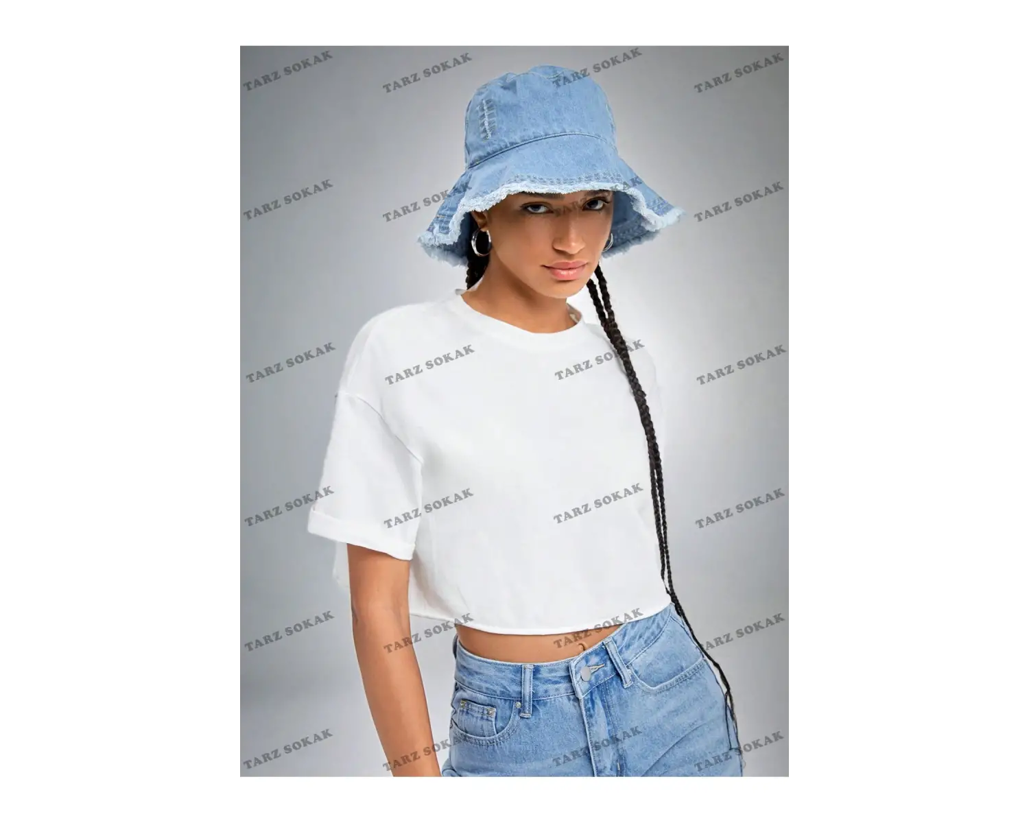 Crop CKOD-232913 Yaz Kıyafetleri Düşük Omuz Düz Crop CKOD-232913 Top
