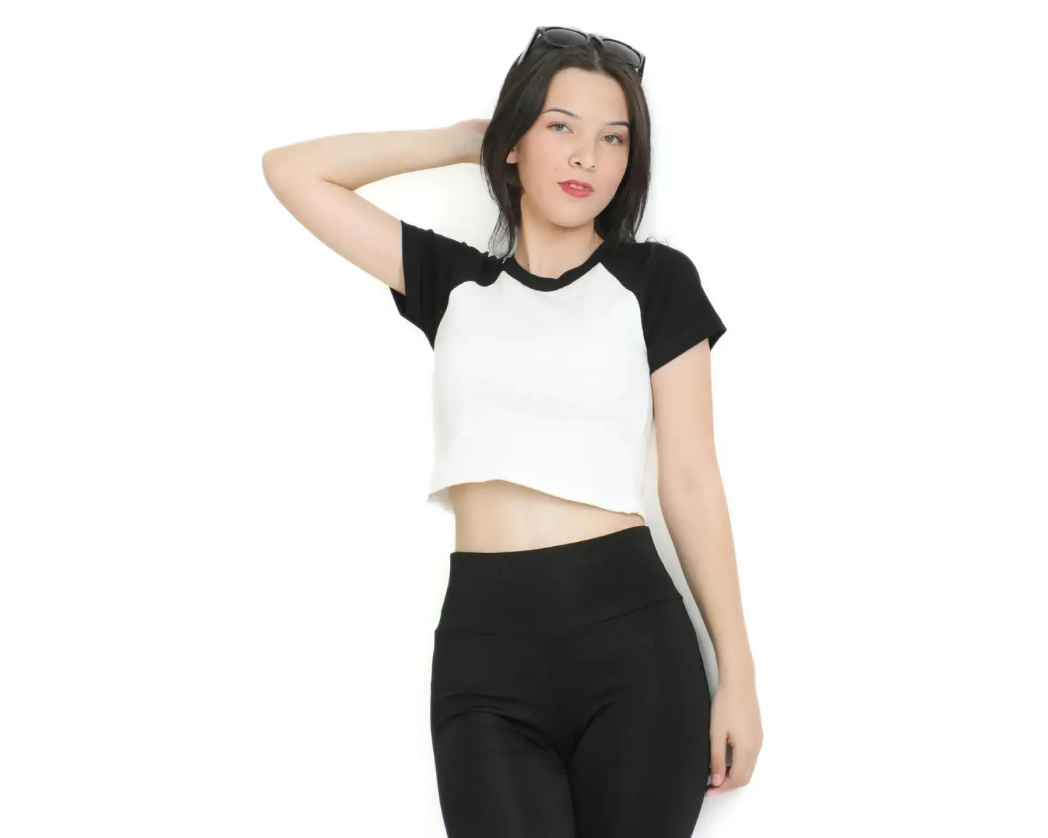 Crop yaka patlı reglan kol