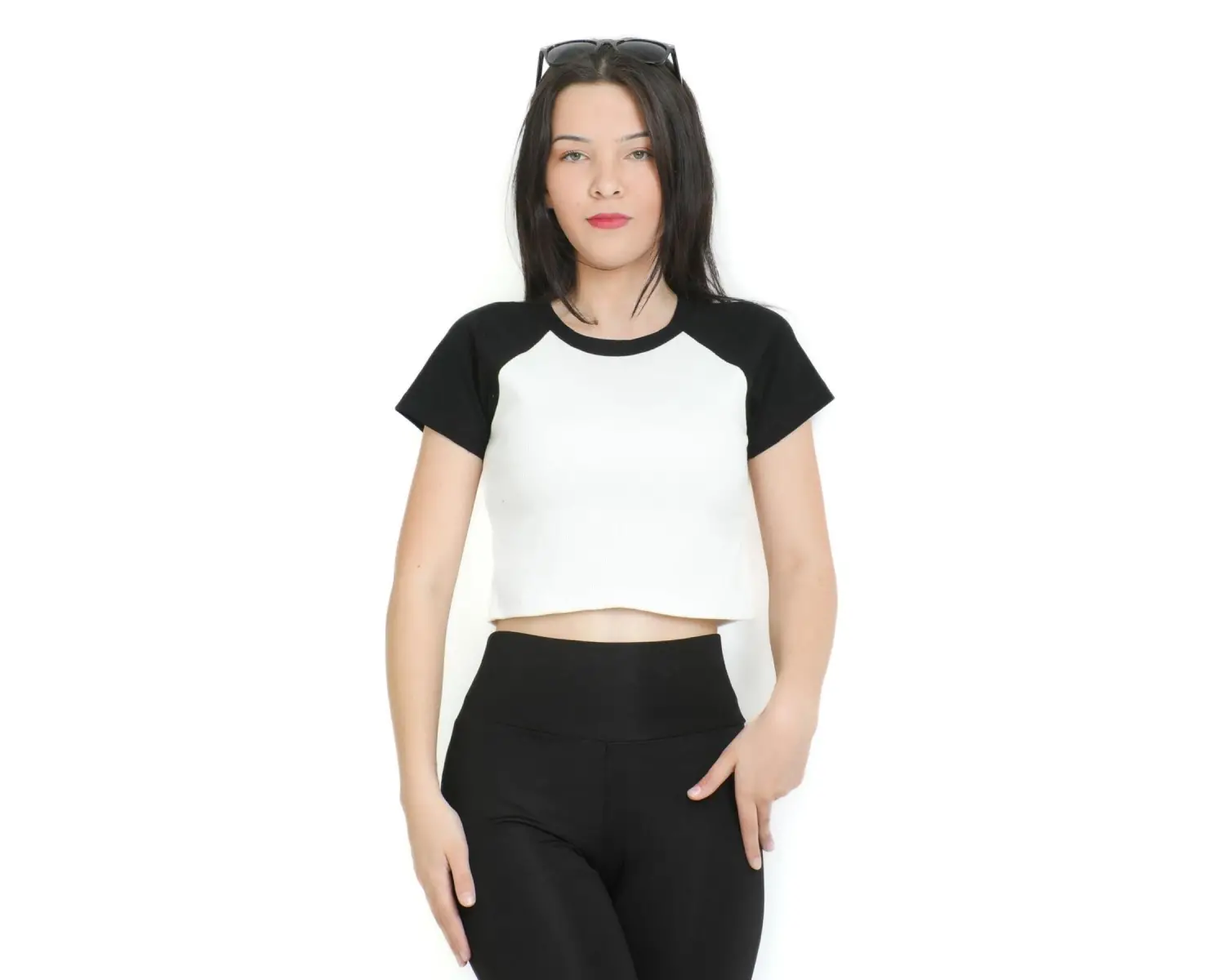 Crop yaka patlı reglan kol