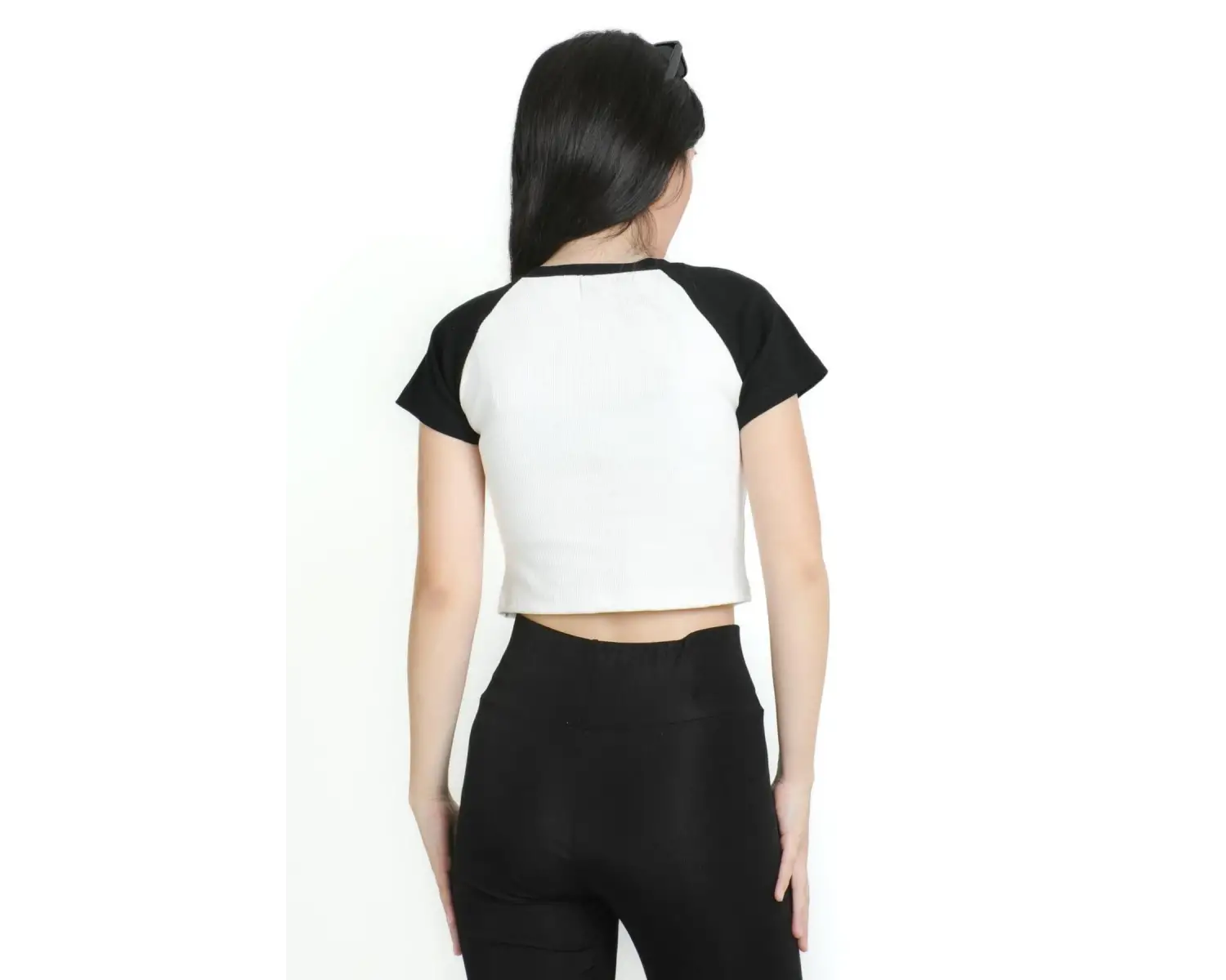 Crop yaka patlı reglan kol