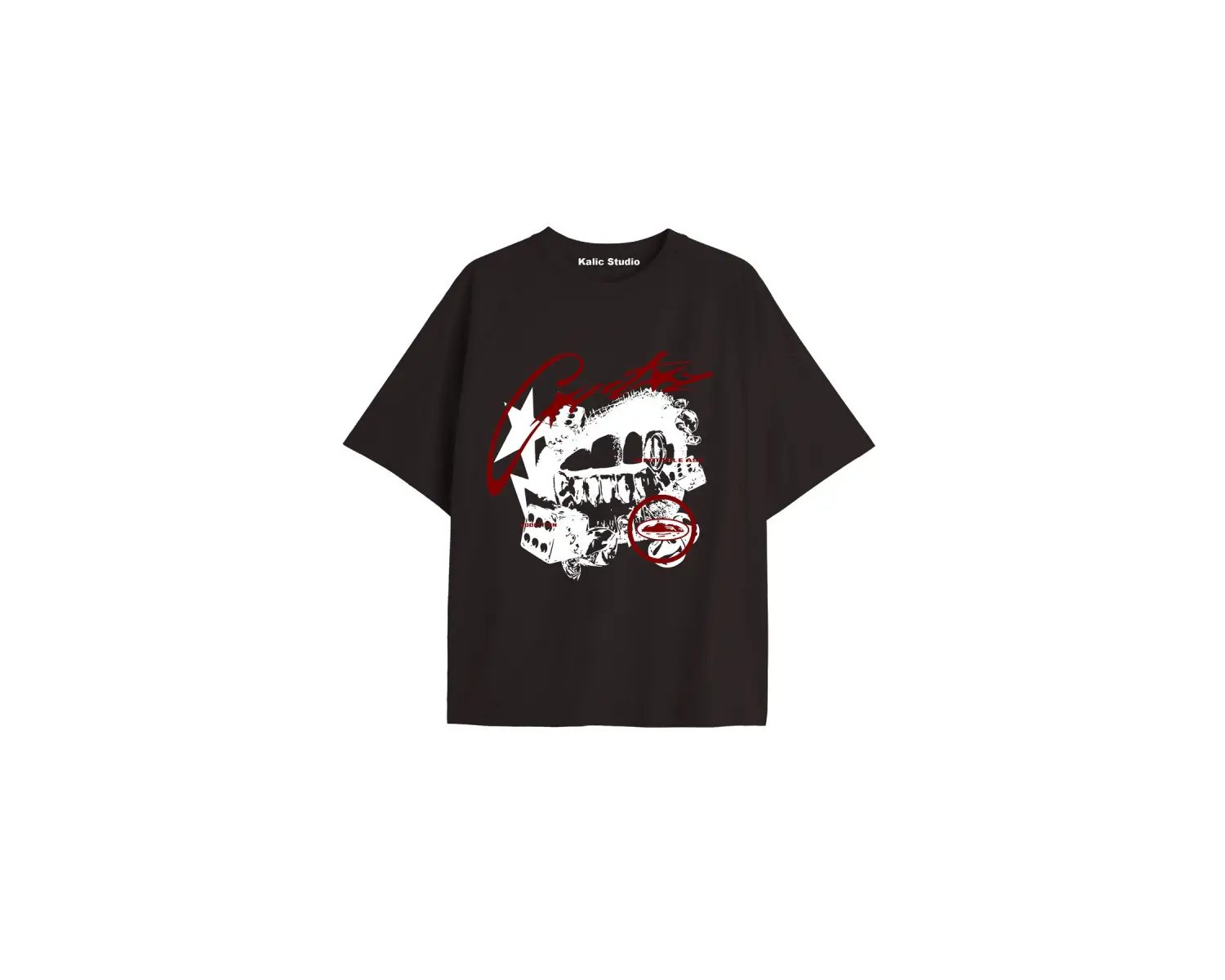 crtz lips ünisex oversize t-shirt siyah