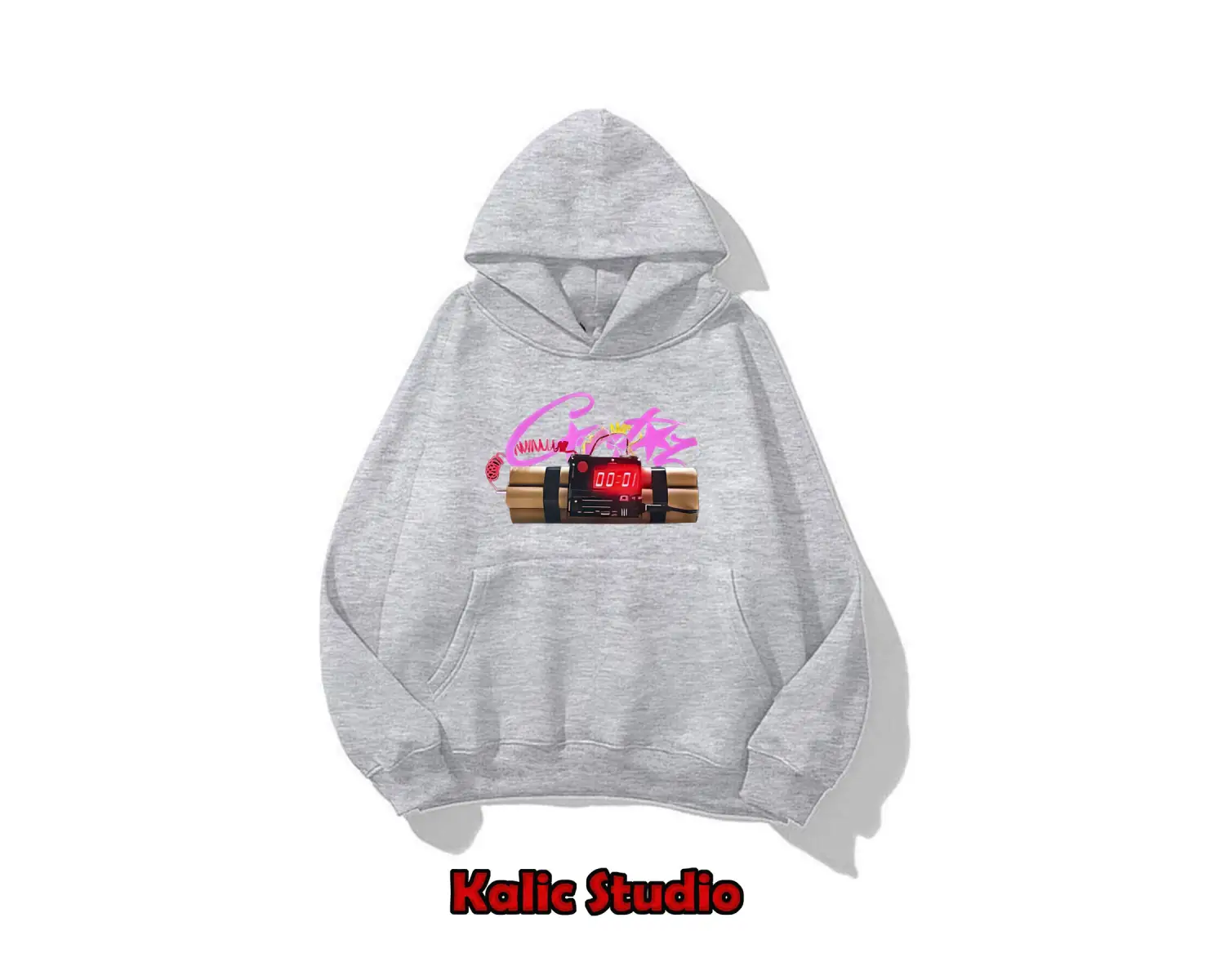 crtzz Bomb baskılı ünisex kapüşonlu sweatshirt gri