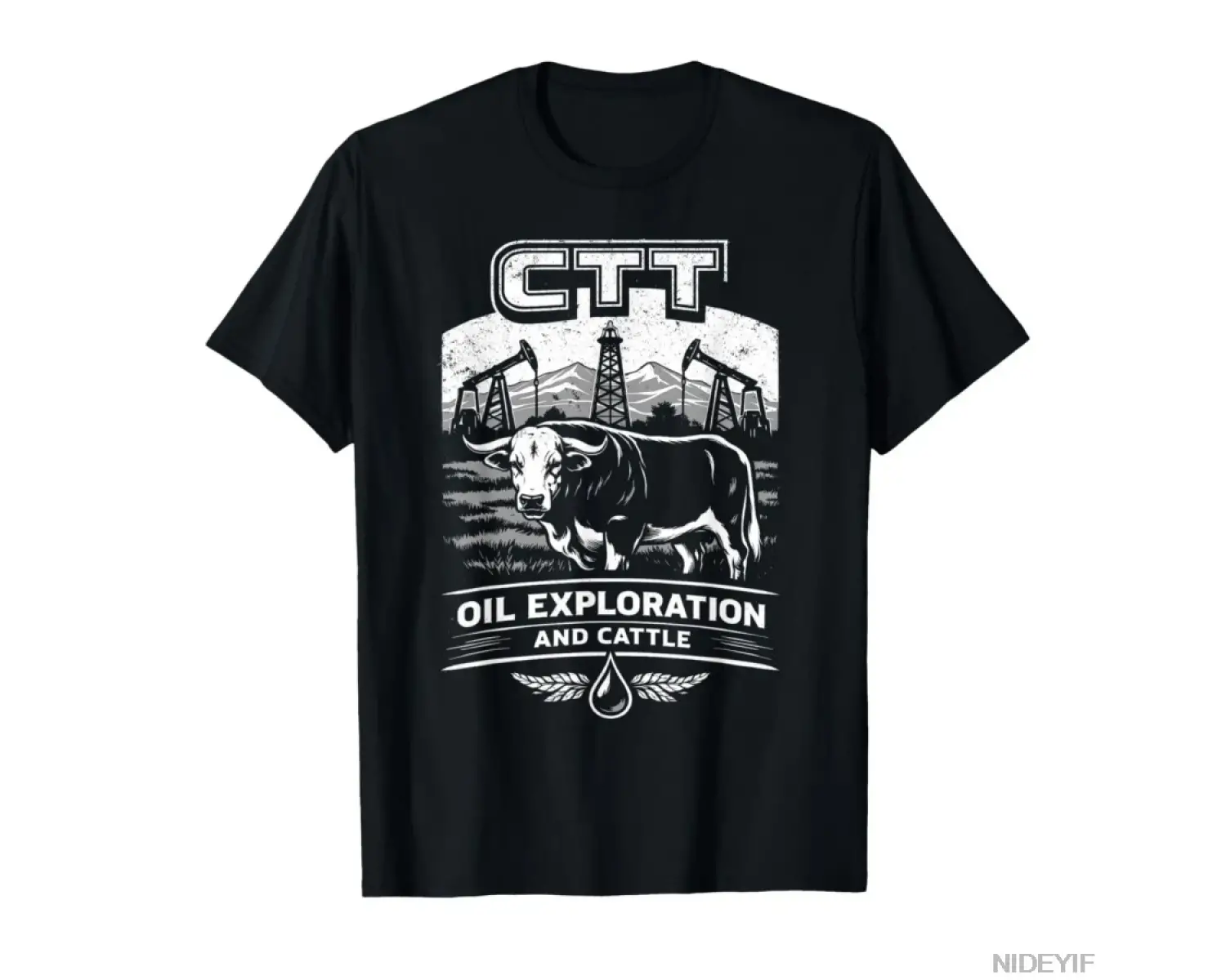 CTT Petrol Arama ve Sığır Komik Çiftlik Endüstrisi Erkek Kadın T-shirt % 100% Pamuklu Tişörtl