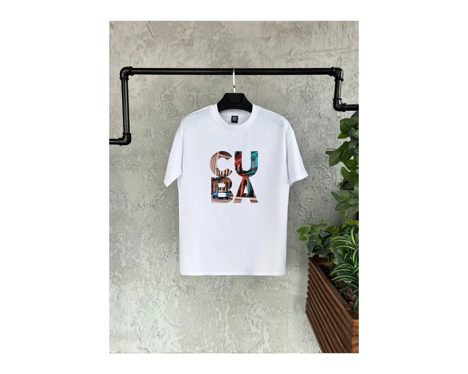 Cuba Baskılı Beyaz Erkek