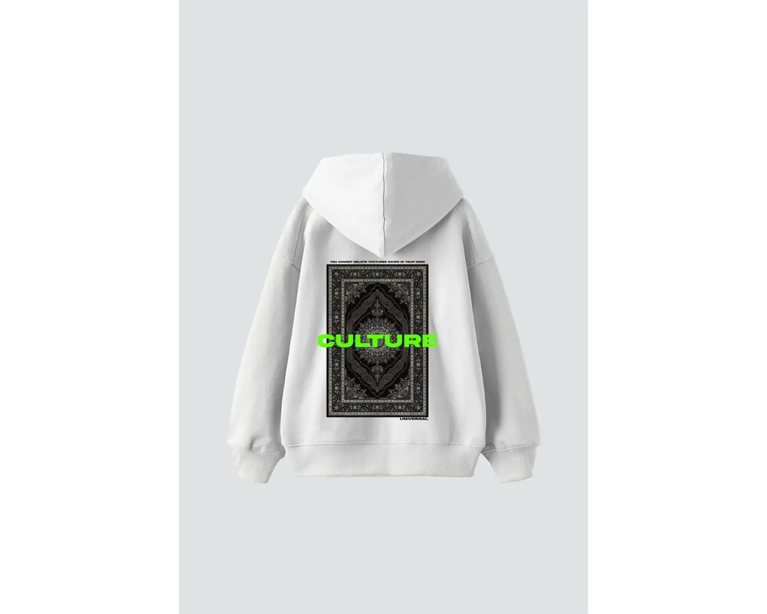 Culture Etnik Baskılı Oversize Unisex Premium Beyaz