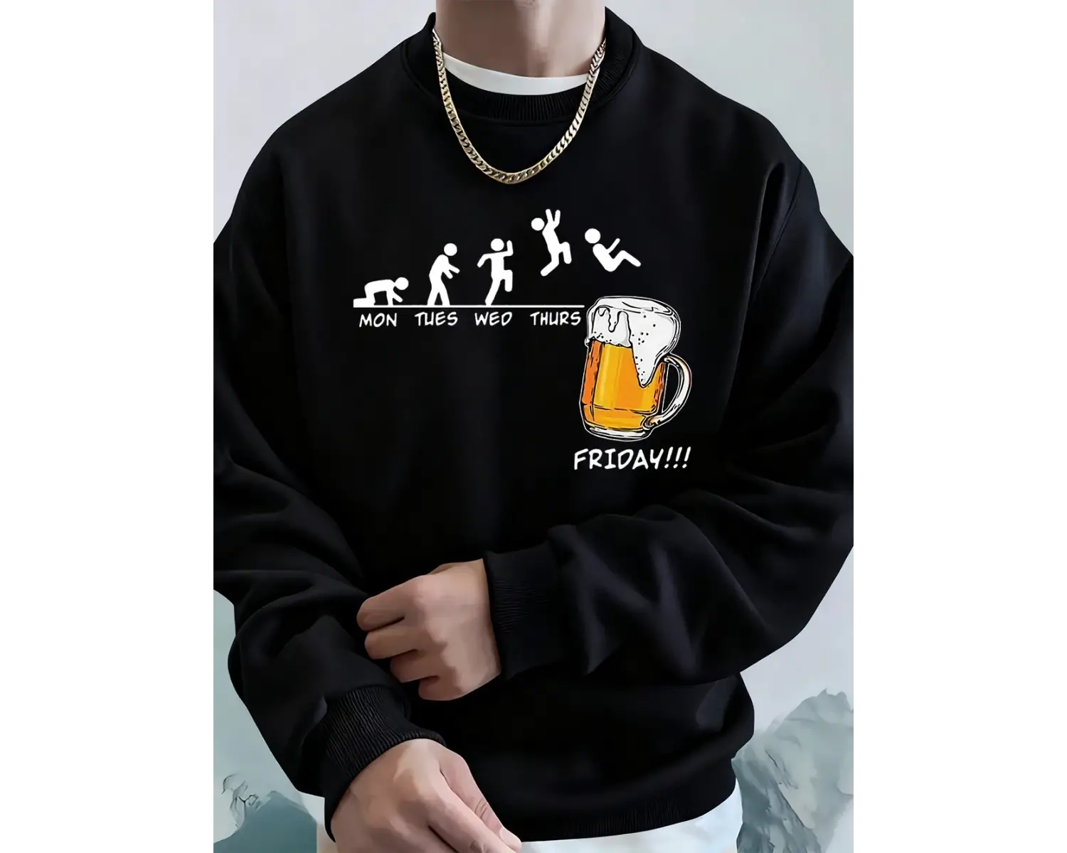 Cuma bira sevgilisi komik baskılı erkek kazak kış polar sıcak Hoodies kore gevşek bisiklet ya