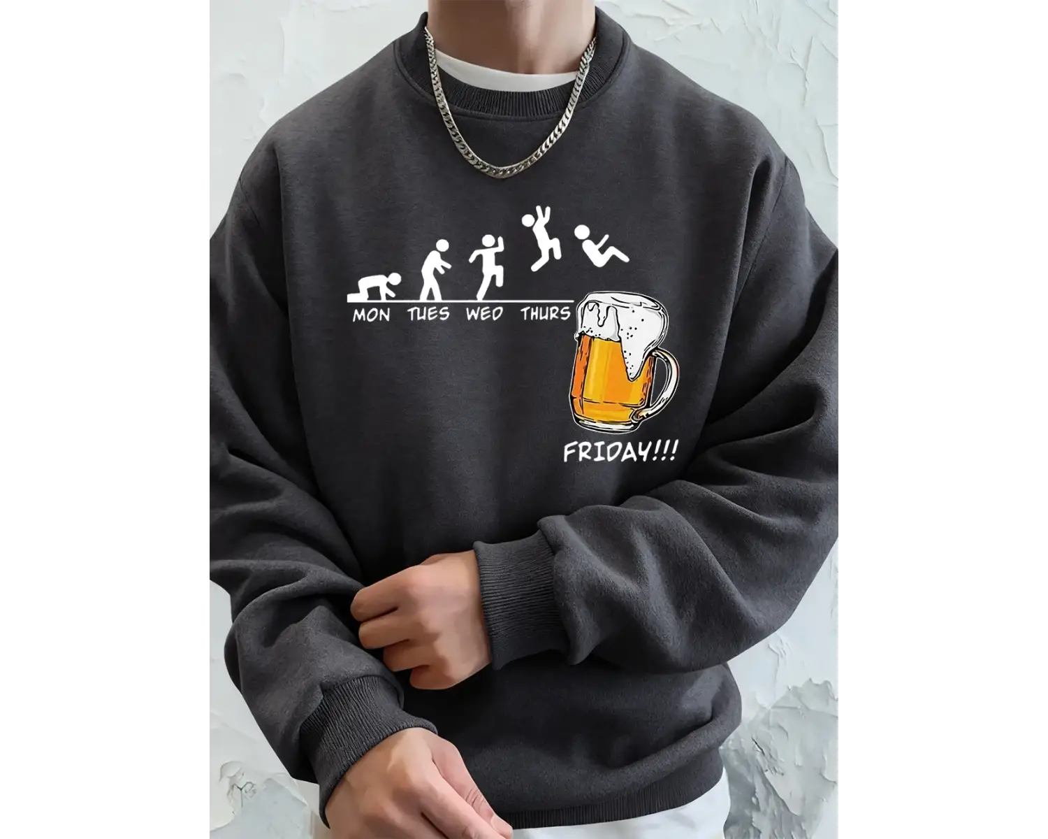 Cuma bira sevgilisi komik baskılı erkek kazak kış polar sıcak Hoodies kore gevşek bisiklet ya