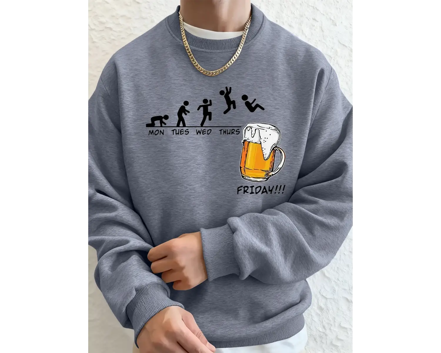 Cuma bira sevgilisi komik baskılı erkek kazak kış polar sıcak Hoodies kore gevşek bisiklet ya