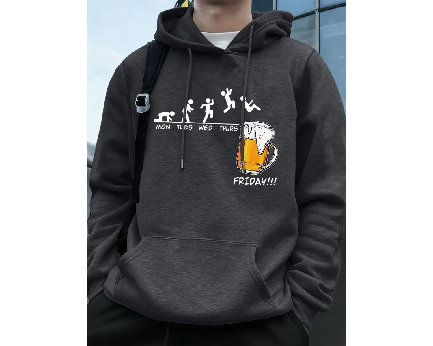 Cuma bira sevgilisi komik baskılı erkek kazak kış polar sıcak Hoodies kore gevşek cep kazakla