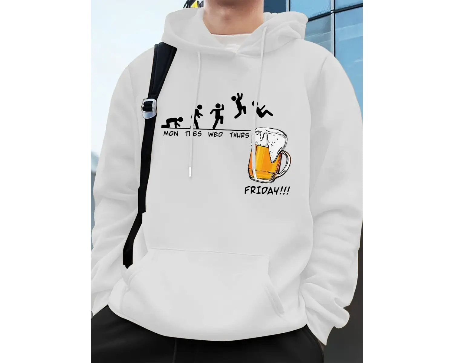 Cuma bira sevgilisi komik baskılı erkek kazak kış polar sıcak Hoodies kore gevşek cep kazakla