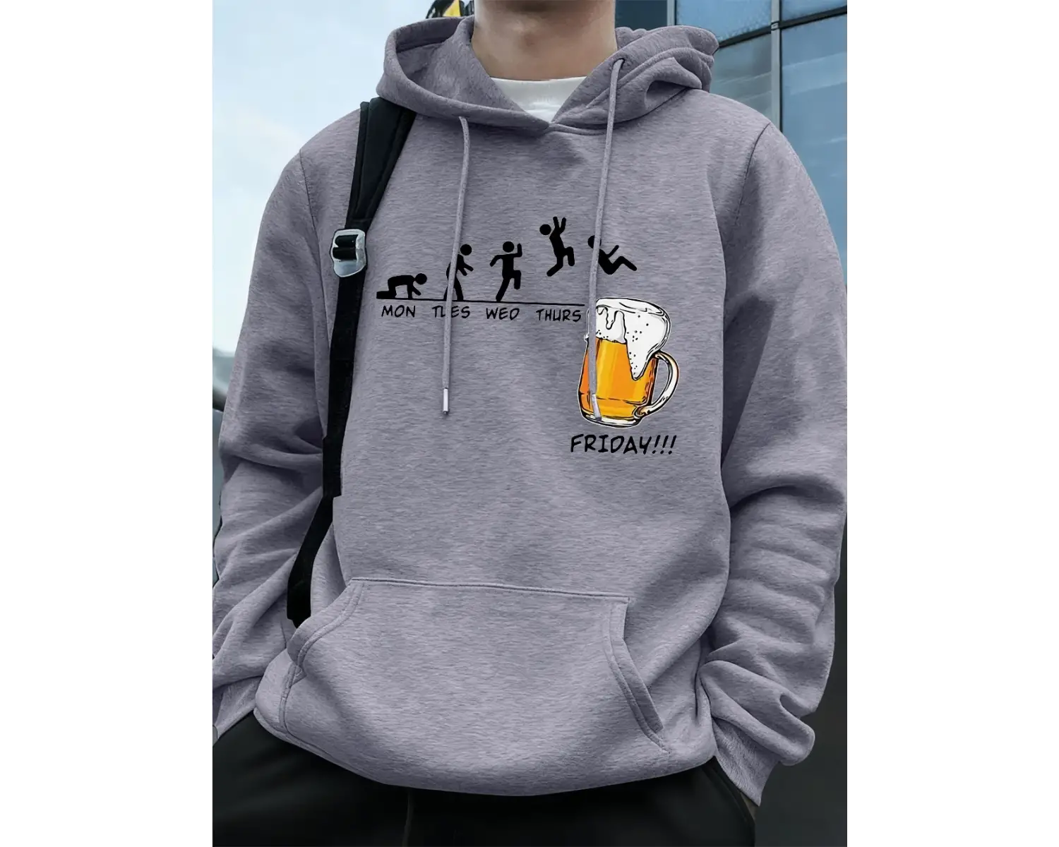 Cuma bira sevgilisi komik baskılı erkek kazak kış polar sıcak Hoodies kore gevşek cep kazakla
