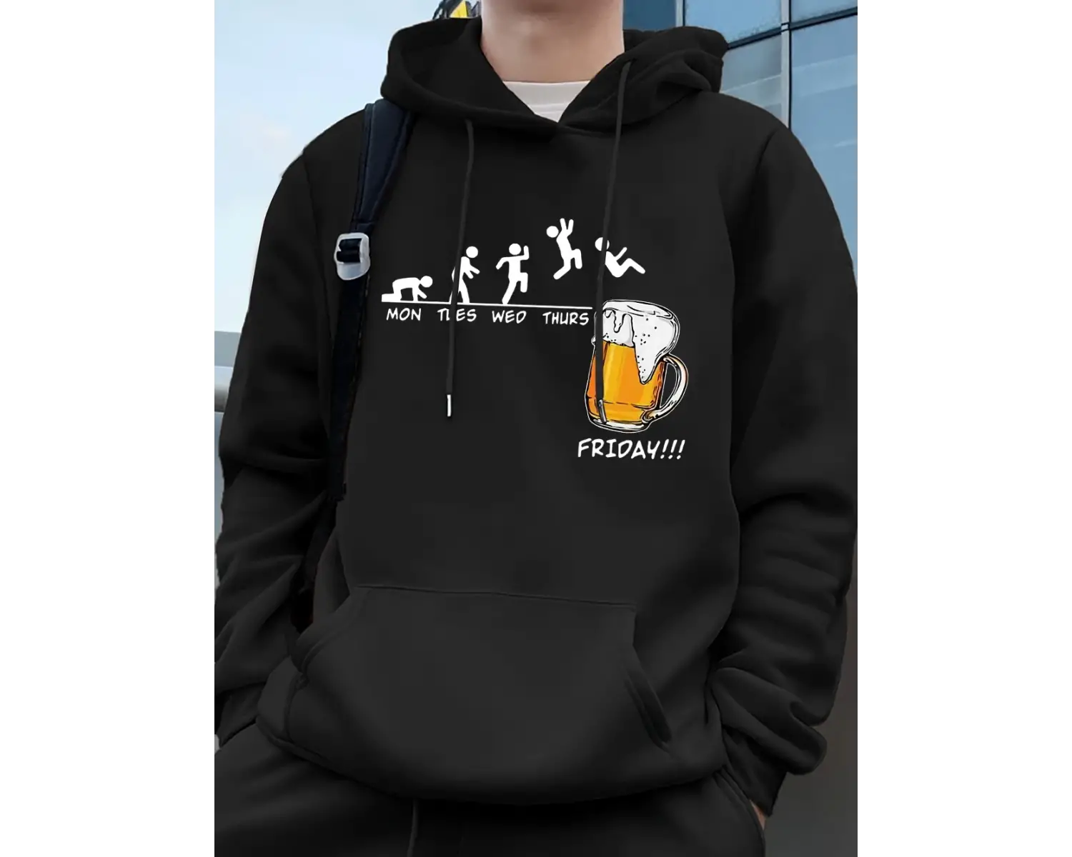 Cuma bira sevgilisi komik baskılı erkek kazak kış polar sıcak Hoodies kore gevşek cep kazakla