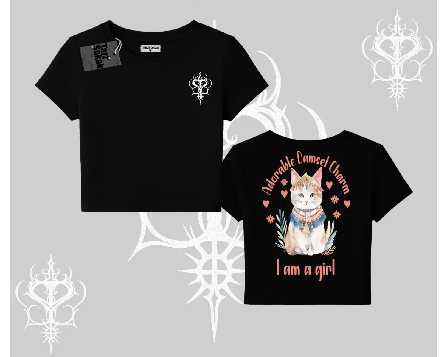 Cute Princess Kedi Tasarımlı Arka Baskılı Babby Tee Tshirt