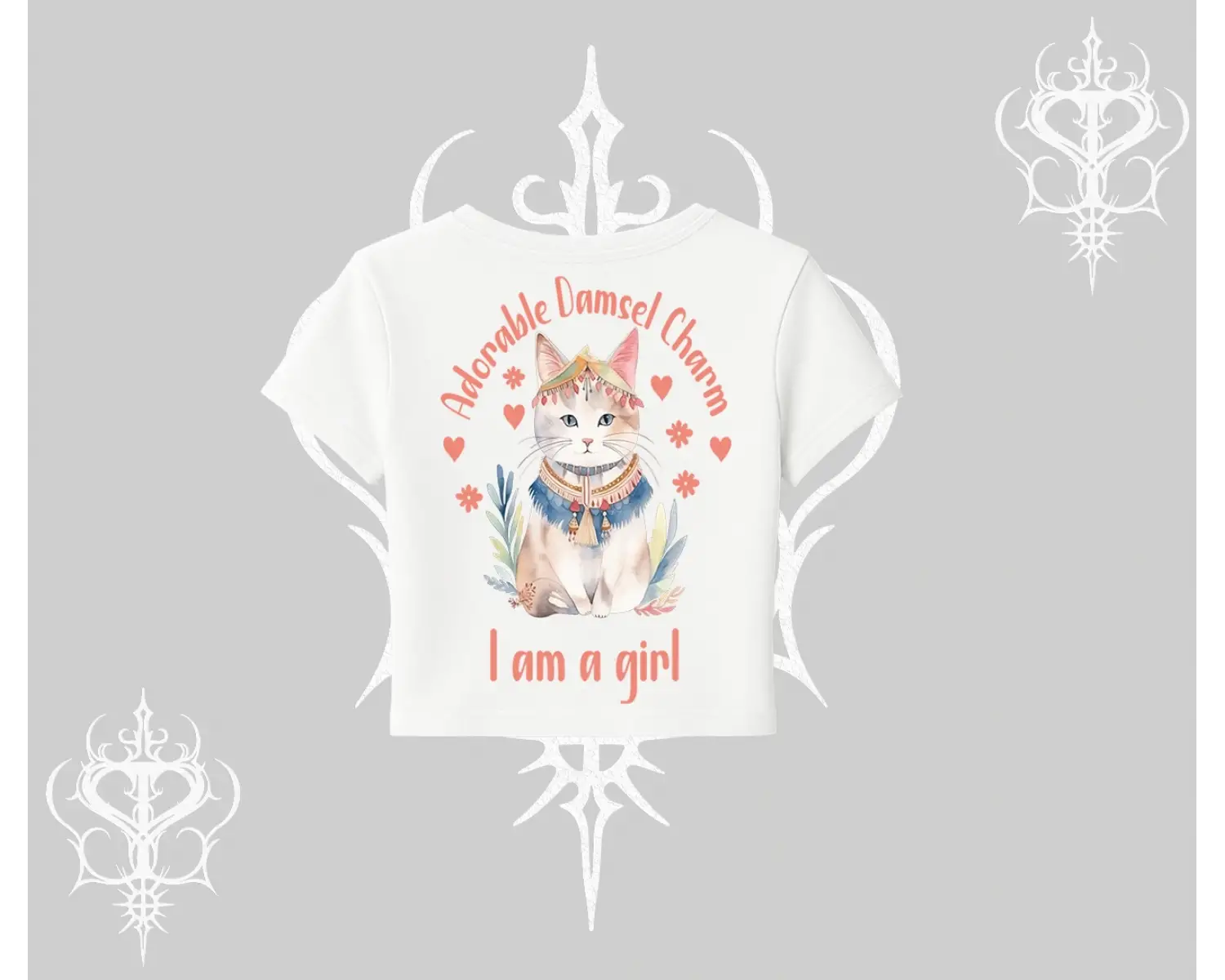 Cute Princess Kedi Tasarımlı Arka Baskılı Babby Tee Tshirt