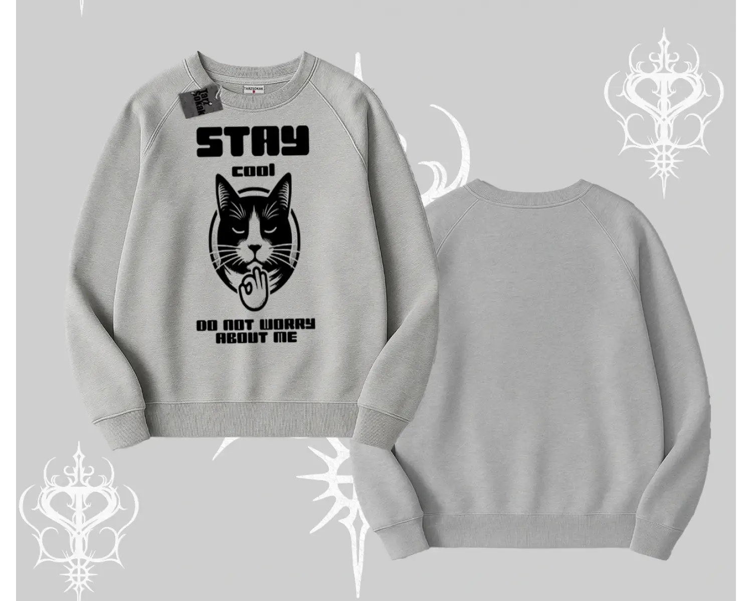 Cuteness Overload Kedi Baskılı Biskilet Sweatshirt