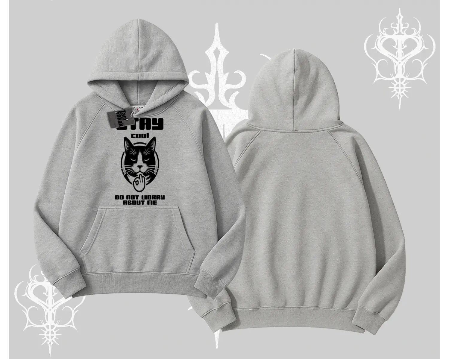 Cuteness Overload Kedi Baskılı Kapşonlu Sweatshirt