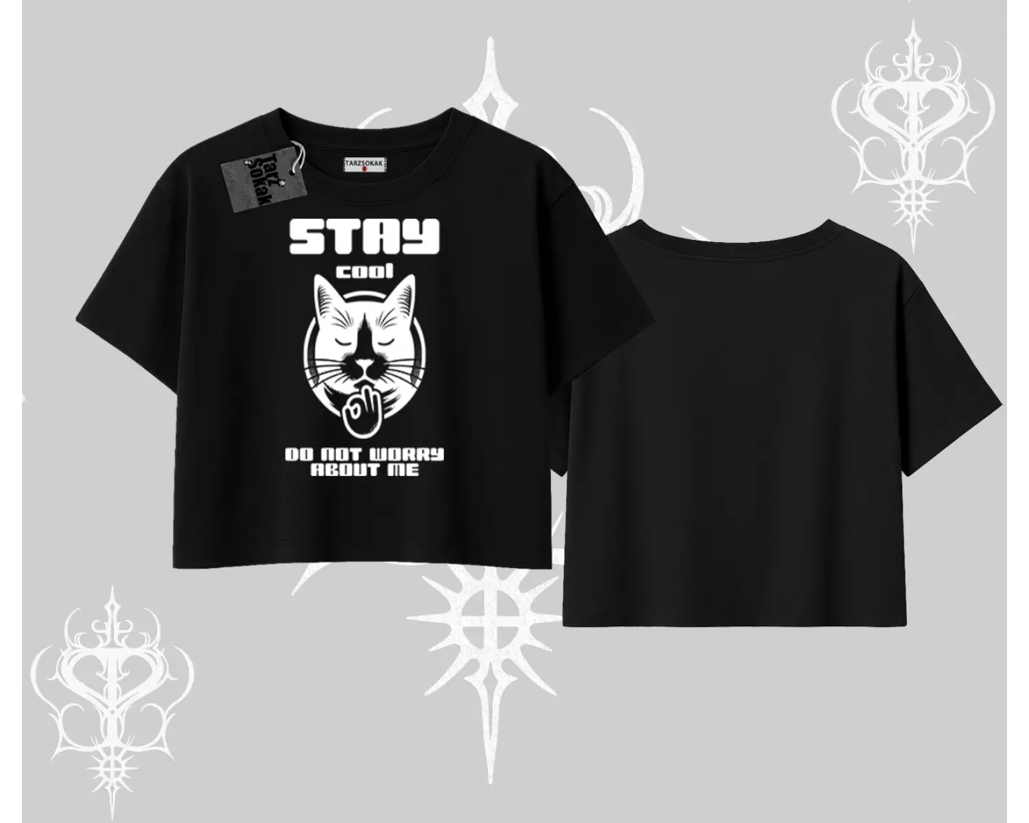 Cuteness Overload Kedi Baskılı Kayık Yaka Tshirt