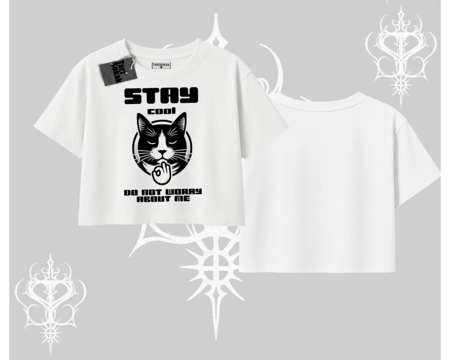 Cuteness Overload Kedi Baskılı Kayık Yaka Tshirt