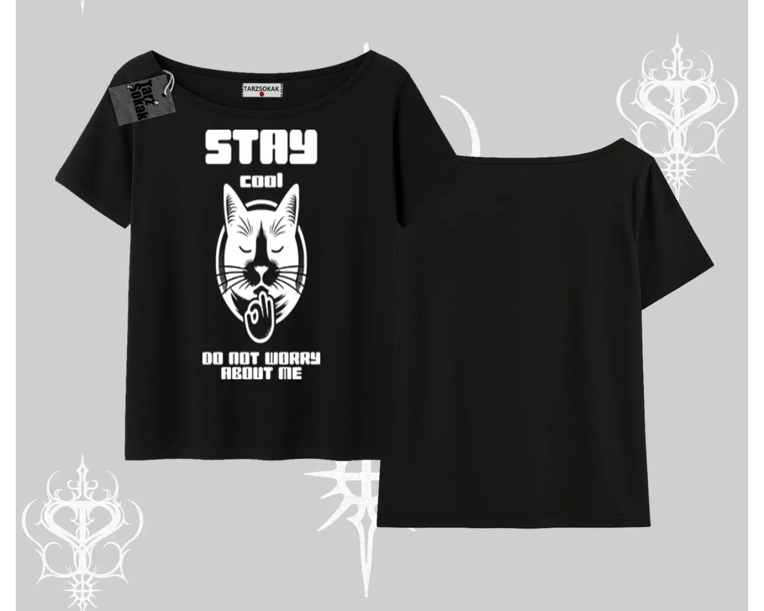 Cuteness Overload Kedi Baskılı Oversize Tshirt