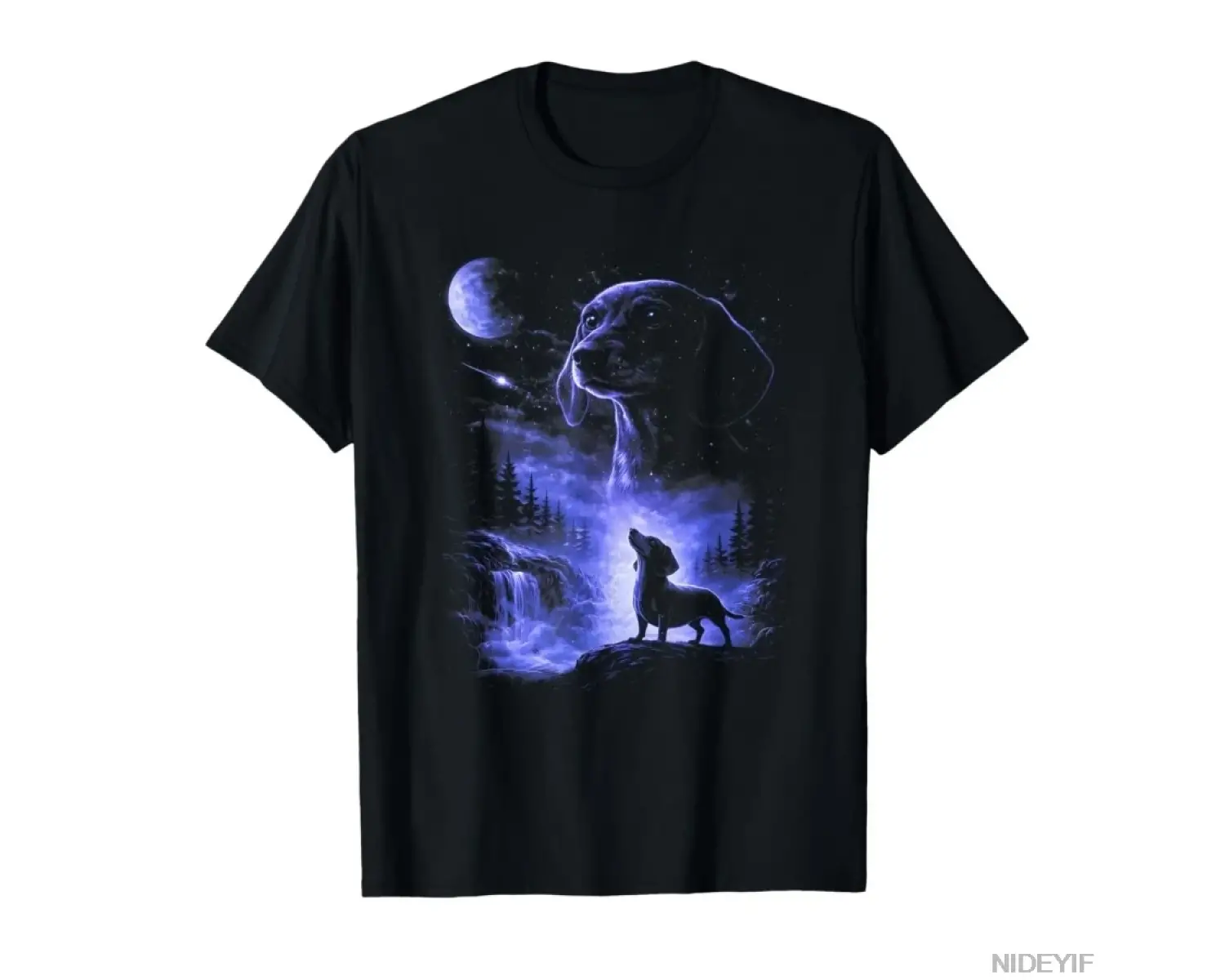 Dachshund Howling to The Moon Meme 90lar Hayvan Grafik T-shirt Erkekler Kadınlar Için % 100%