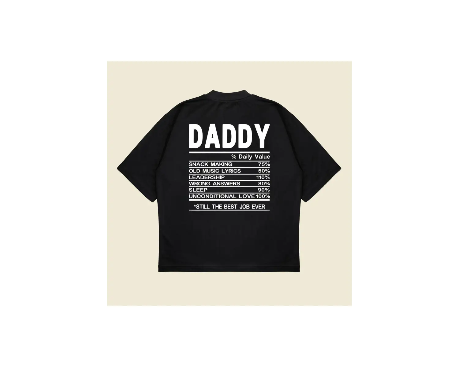 Daddy Baskılı Oversize Unisex Pamuklu Nefes Alan Kalın Kumaşlı