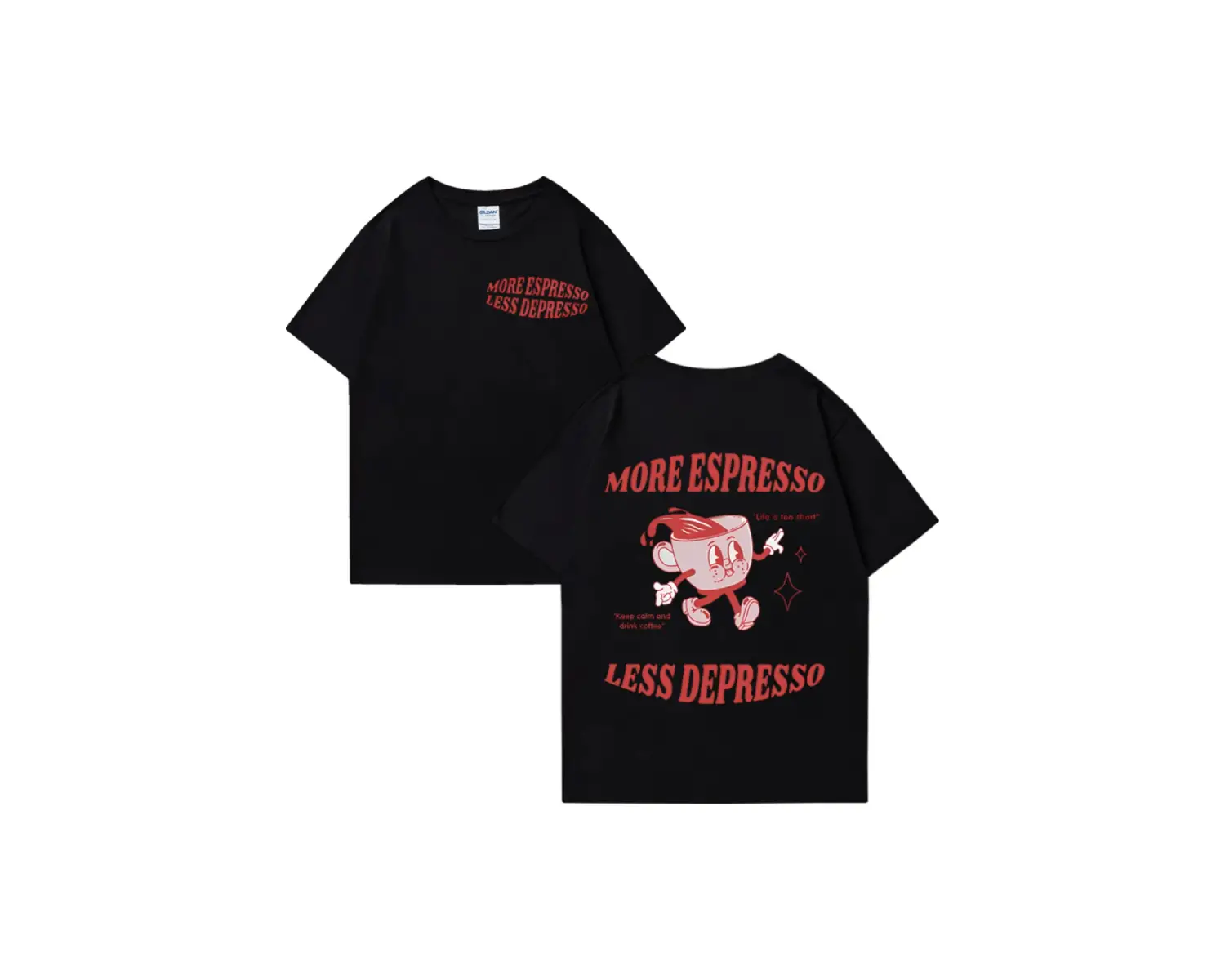 Daha Espresso az Depresso Meme T shirt komik erkek kadın Vintage karikatür T-shirt Pop Art pa