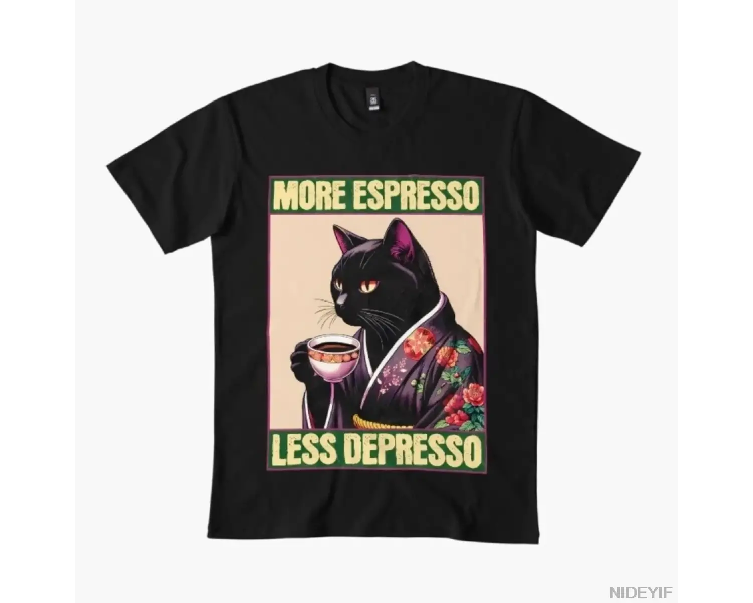 Daha Fazla Espresso Daha Az Depresso Meme T-shirt Erkekler Kadınlar Için % 100% Pamuklu Tişör