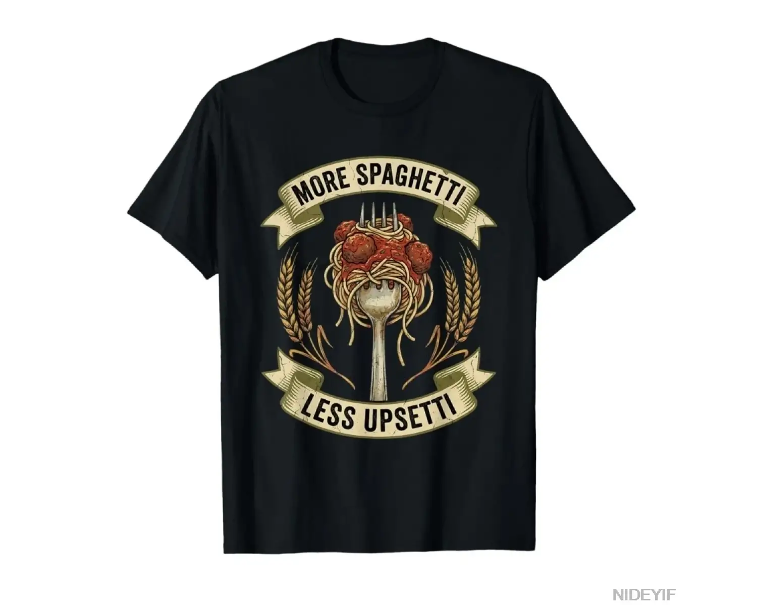 Daha Fazla Spagetti Daha Az Upsetti Meme T-shirt Erkekler Kadınlar Için % 100% Pamuk T Shirt