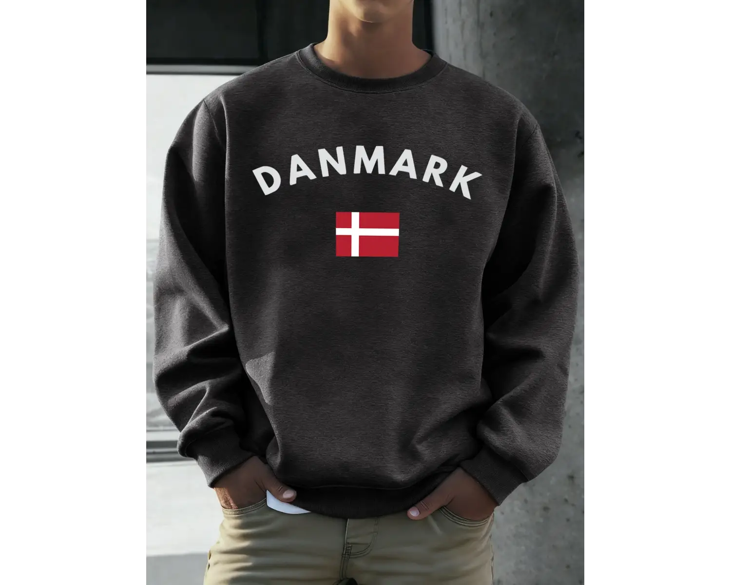Danimarka Bayrağı Baskılar Erkekler Spor Yumuşak Kazak O-Boyun Tüm Maç Kazaklar Sonbahar Renk