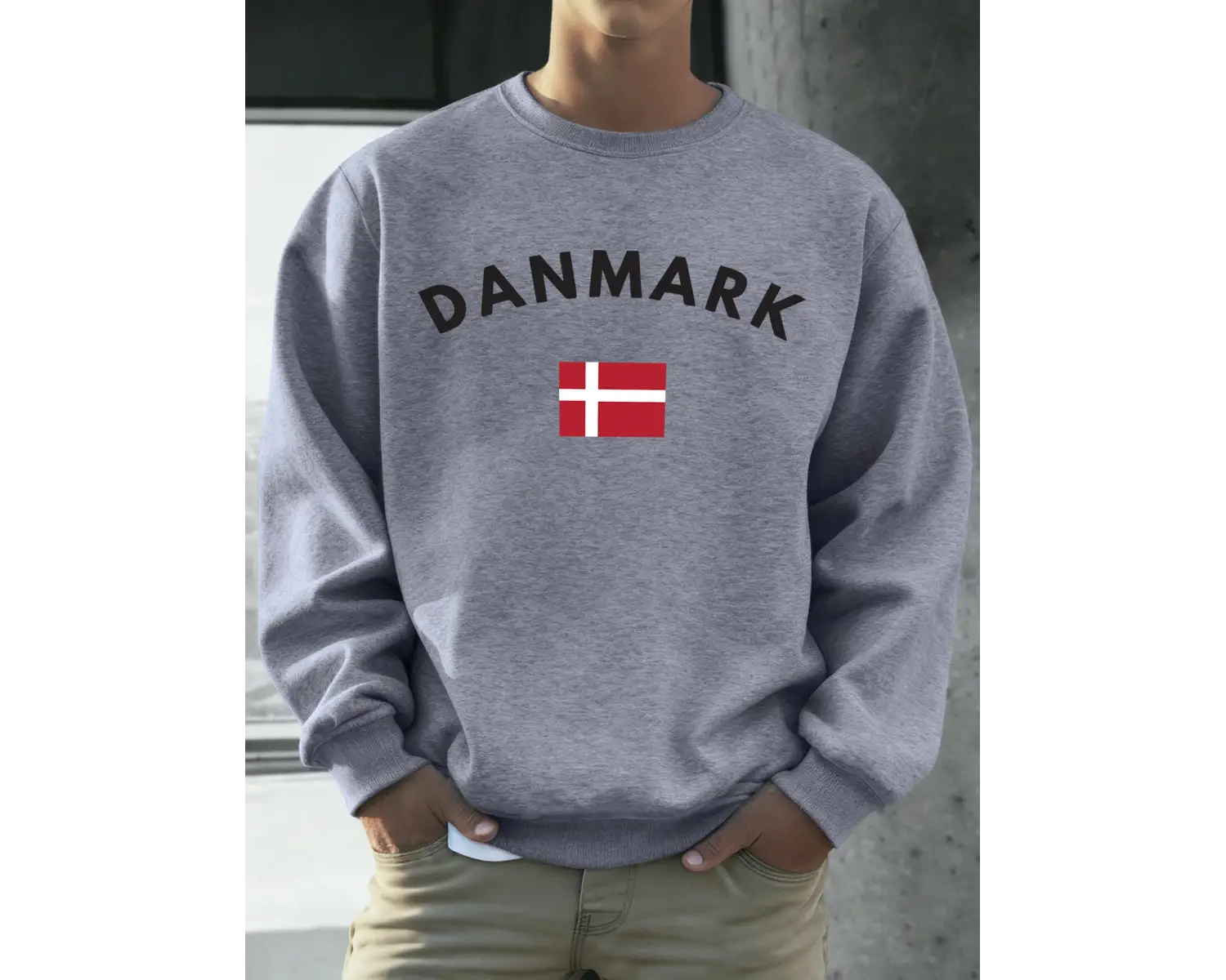 Danimarka Bayrağı Baskılar Erkekler Spor Yumuşak Kazak O-Boyun Tüm Maç Kazaklar Sonbahar Renk