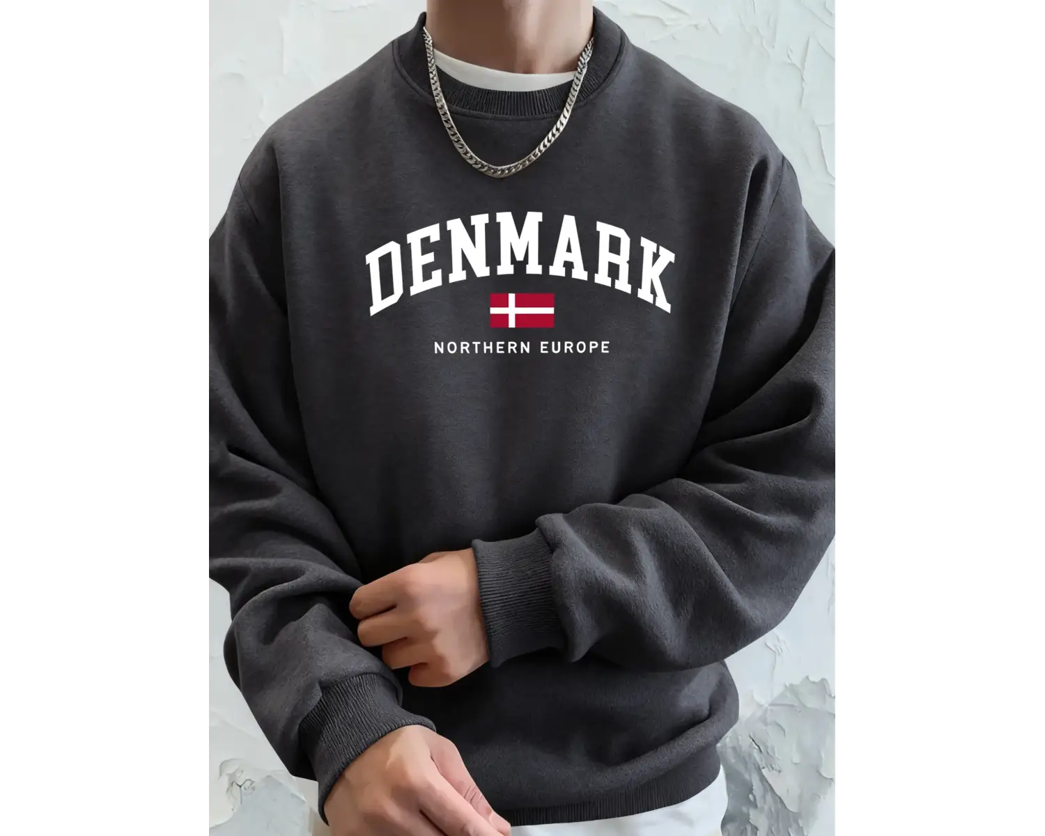 Danimarka Kuzey Avrupa Bayrağı Baskı Üstleri Erkekler Yumuşak Moda Kapşonlu Spor Polar Sokak