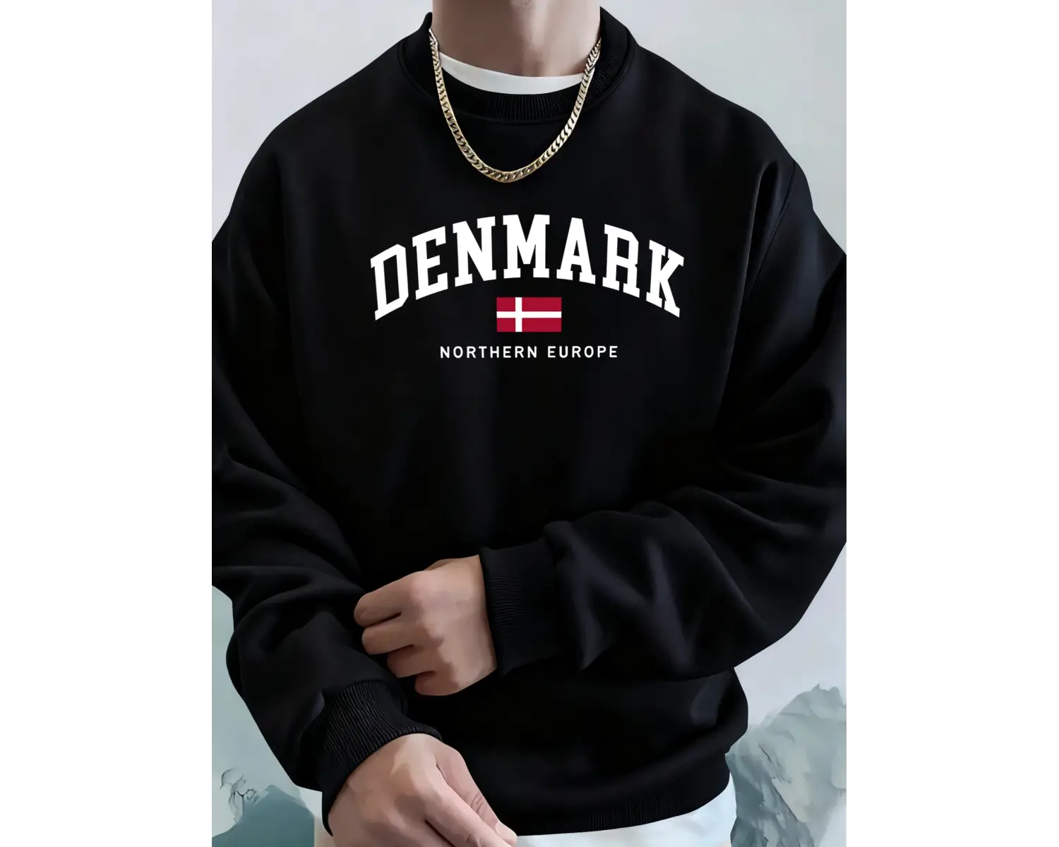 Danimarka Kuzey Avrupa Bayrağı Baskı Üstleri Erkekler Yumuşak Moda Kapşonlu Spor Polar Sokak