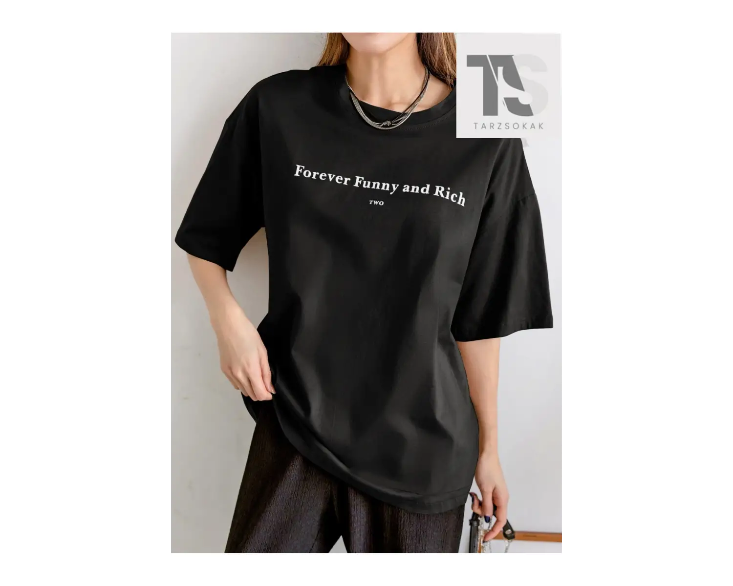 Dazy-Les Slogan Grafikli Düşük Omuzlu Tişört