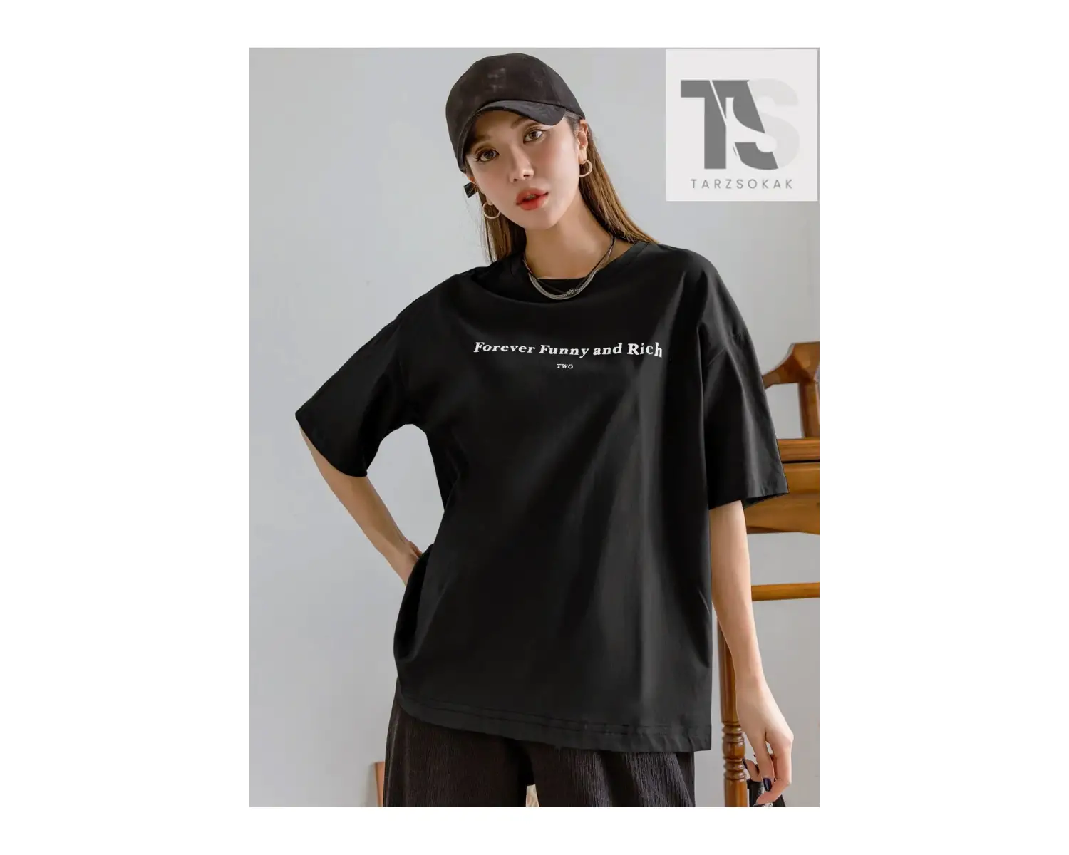 Dazy-Les Slogan Grafikli Düşük Omuzlu Tişört