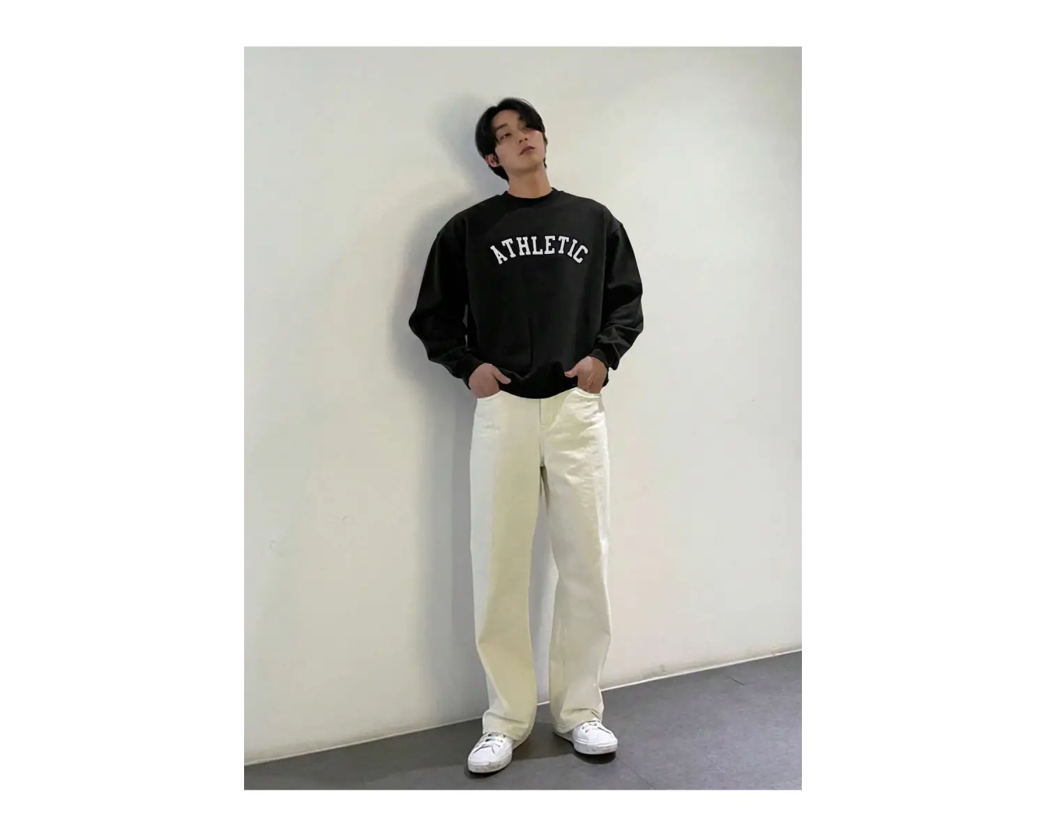 DAZY Letter Graphic Drop Shoulder Sweatshirt Siyah