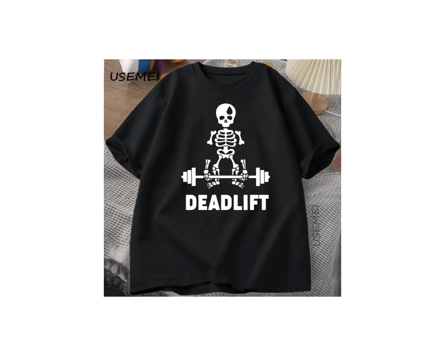 Deadlift İskelet Hayalet Grafik Tee Komik Spor Salonu Sevgilisi T-shirt Baskı Büyük Boy T-shi 3013