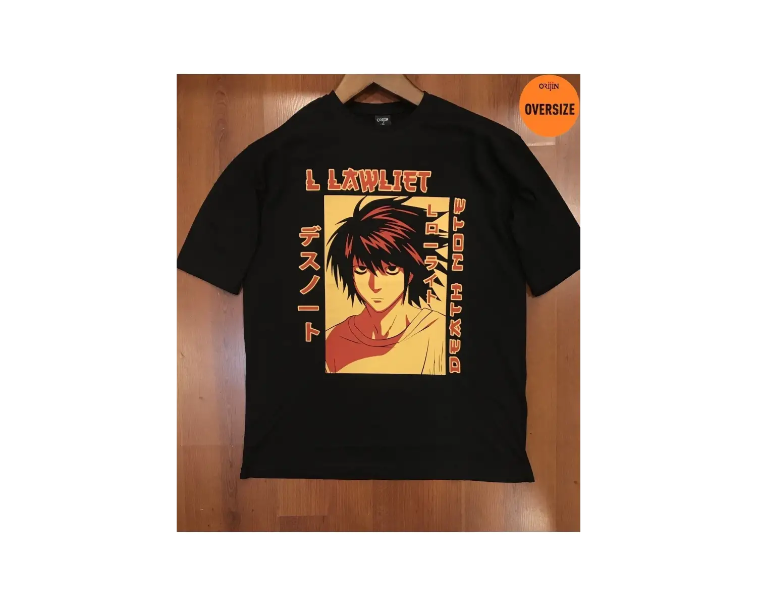 Death Note L Lawliet Baskılı Oversize Siyah