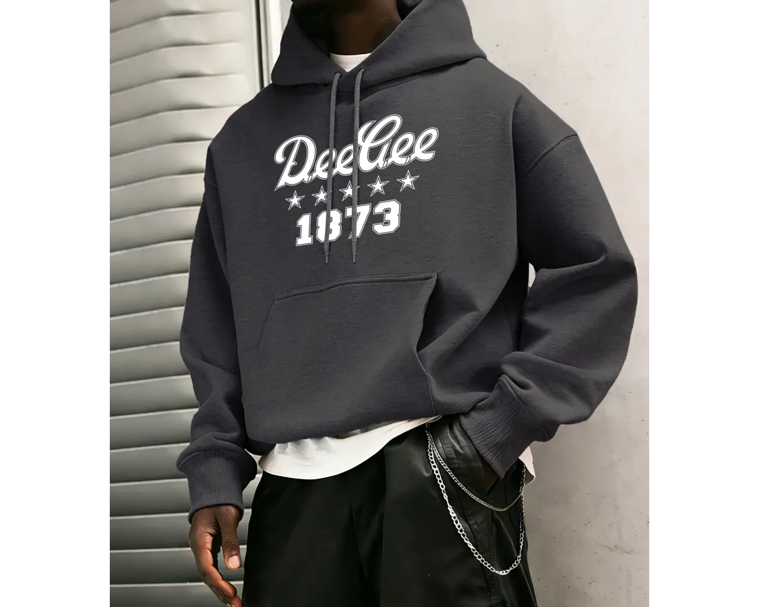 Deegee 1873 Baskılı Erkek Günlük Geçiş Kapüşonlu Üstleri Bol Uzun Kollu Cepli Sonbahar Sıcak