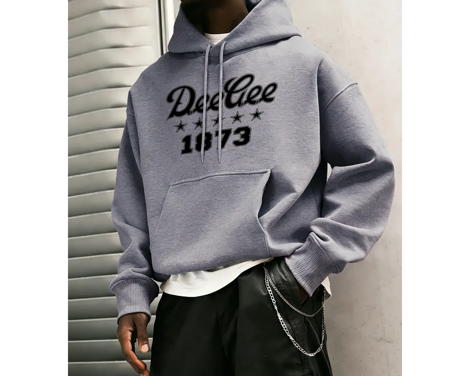 Deegee 1873 Baskılı Erkek Günlük Geçiş Kapüşonlu Üstleri Bol Uzun Kollu Cepli Sonbahar Sıcak