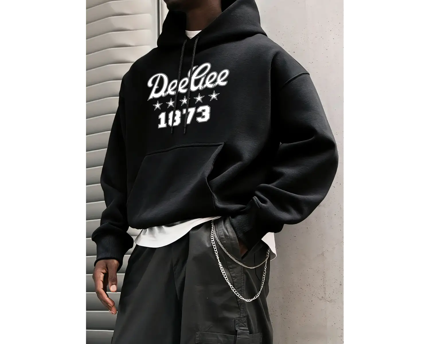 Deegee 1873 Baskılı Erkek Günlük Geçiş Kapüşonlu Üstleri Bol Uzun Kollu Cepli Sonbahar Sıcak