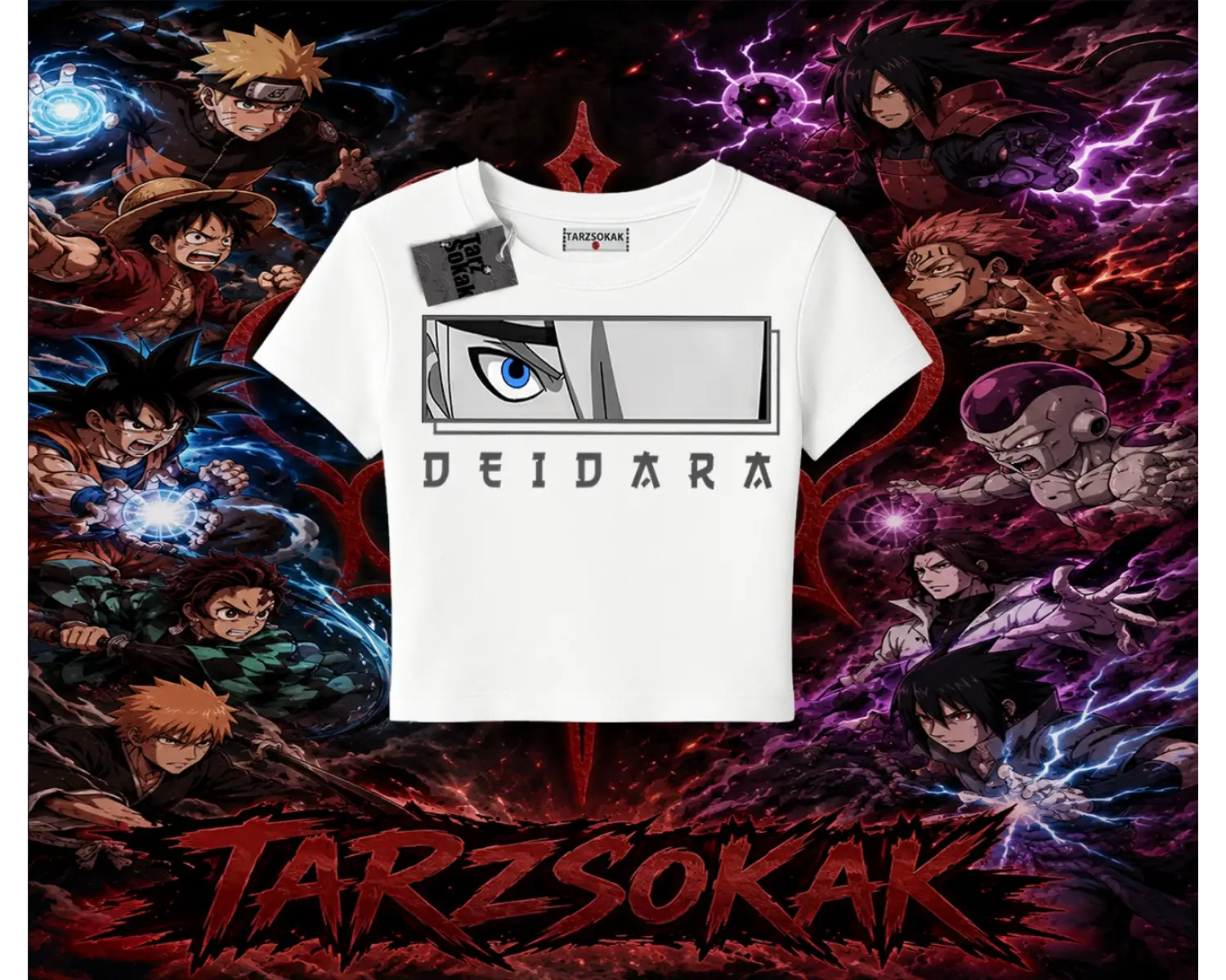 Deidara Naruto Anime Karakteri Kadın Baby Tee Beyaz